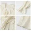 CHIC VEN Women Shirt Loose Casual Ruffled Edges Female Blouses V Neck Lace Up Mid Length Woman Shirts Spring Summer 2026