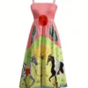 Elegant Animal Print Sleeveless One-Piece Summer Dress for Women Sensational Design Ladies Sling Fashion