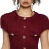 S11a624fff3c44f208141c5e15f129f9dA.webp 2026 New European & American Retro Elegant Burgundy Knit Cardigan - Short-Sleeve Slim Top, Versatile for Daily Outings