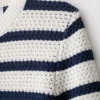 Women Vintage Striped Knit Cardigan Short Sleeves Single Breasted O-Neck Button-up Sweater Summer Casual Tops