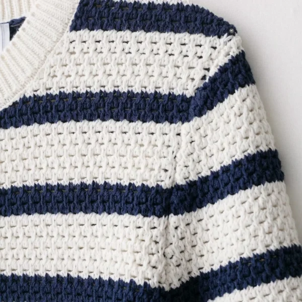 Women Vintage Striped Knit Cardigan Short Sleeves Single Breasted O-Neck Button-up Sweater Summer Casual Tops