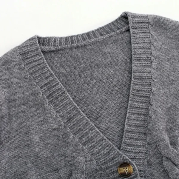 2026 V Neck Cropped Cardigan Women Long Sleeve Twist Knitted Sweater Coats Autumn Winter Keep Warm Korean Fashion Cardigan