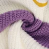 Women's Cropped Turtleneck Sweater Purple White Striped Gold Moon Embroidered Knit Top Fashionable Warm Clothing