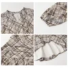 CHIC VEN Fashion Women Dresses V Neck Loose Casual New A Line Lace Up Long Sleeved Plaid Dress Puff Sleeve Spring Autumn 2026
