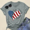 plus Size Women's round Neck Short Sleeve Top Featuring American Flag Design for Independence Day Summer Fashion Outfit