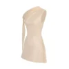 Summer New Women A-Line Dresses Streetwear Fashion Ribbon Skew Collar Casual Slim Dress Solid Sexy Off Shoulder Knitted Dresses