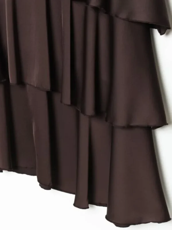 Women MIDI Tank Dress 2026 Summer Fashion Solid O-Neck Sleeveless Cascading Ruffle Female Elegant Street Dresses Clothes