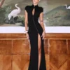 CNYISHE Short Sleeve O Neck Women Dresses Split Metal Buckle Solid Sheath Sexy Club Fashion Evening Party Outfits Female Bodycon