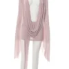 Beyprern Elegant Flare Sleeve V Neck Ruched Sheer Mesh Short Dress Pink Holiday Outfits Beach Cover-Up Dress Night Out Vestidos