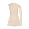 Summer New Women A-Line Dresses Streetwear Fashion Ribbon Skew Collar Casual Slim Dress Solid Sexy Off Shoulder Knitted Dresses