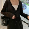 Women's Cardigan New V-neck Long Sleeved Female Shirt Female Jumpers Sun Protection Woman Top Spring Summer Knitted Cardigan