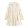 MUJER Flower Embroidered Mini Dress Women Tassel Pleated Short Dresses for Woman Summer Beach Women's Dress Boho Dress Woman