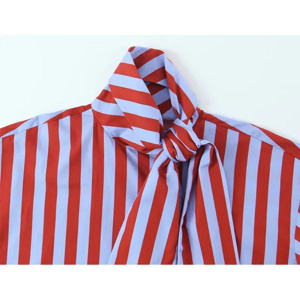 YENKYE 2026 New Women's Striped Shirt With Bow Tie Long Sleeve Loose Casual Blouse Female Fashion Tops