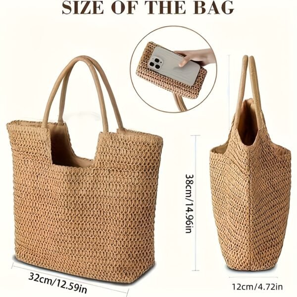 1 Set Women'S Shoulder Straw Woven Bag + Fashionable Sun Hat