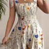 Printed Bow Waist Holiday Romper Shorts