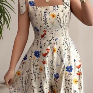 Printed Bow Waist Holiday Romper Shorts