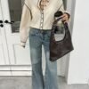 Women's Contrast Trim Stand Collar Button-Up Shirt