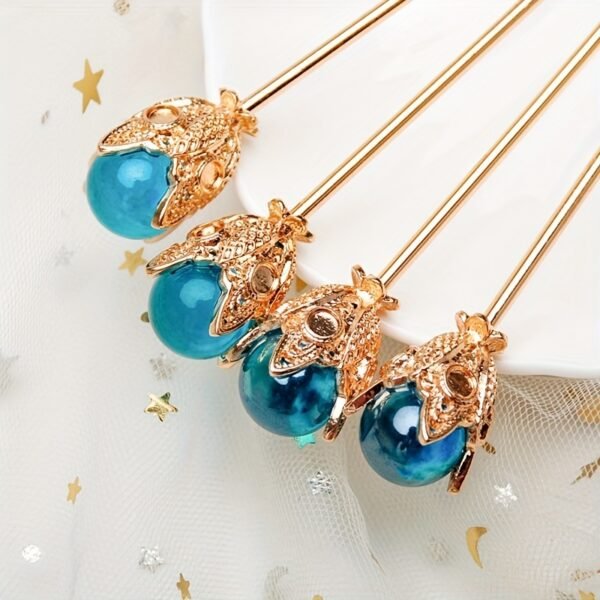 Ancient Style Golden Daisy Hairpin Elegant Straight Stick Hair Accessory for Women