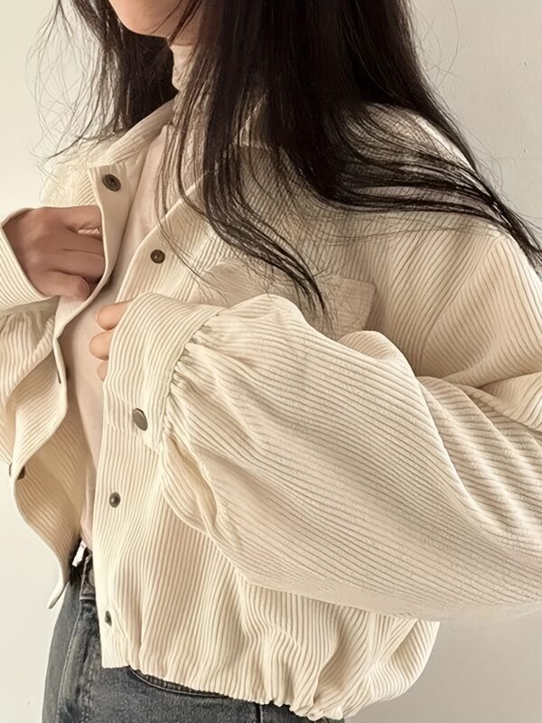 Women's Retro Corduroy Drawstring Cropped Jacket