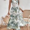 Olive Green Floral Split Hem Sundress