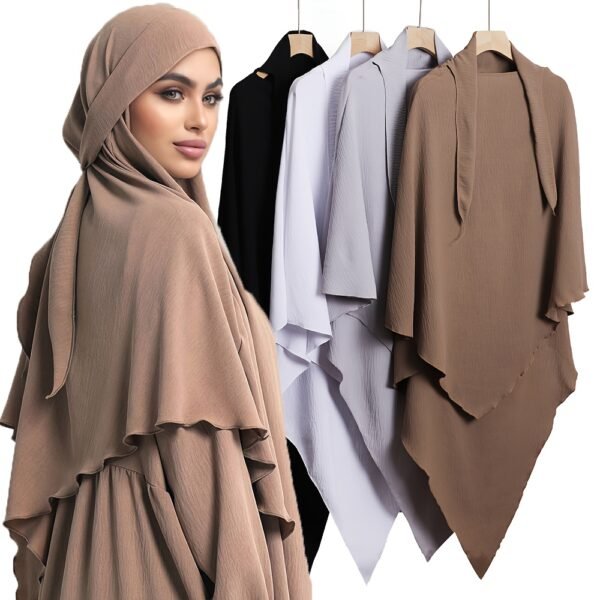 97dc79dc-9435-4829-b1d1-0afbc901048d.jpg Long Muslimah Prayer Hijab with Tie Ready-to-Wear Headscarf for Abaya