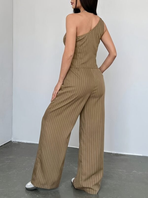 9d6aaef7-1082-439b-acfe-ef41cbfdf4a0.jpg Women's Off-Shoulder Sleeveless Striped Pantsuit Set – Khaki