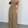 b247526c-d426-477c-bc21-fe375b7d1329.jpg Women's Off-Shoulder Sleeveless Striped Pantsuit Set – Khaki