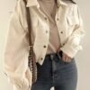 Women's Retro Corduroy Drawstring Cropped Jacket