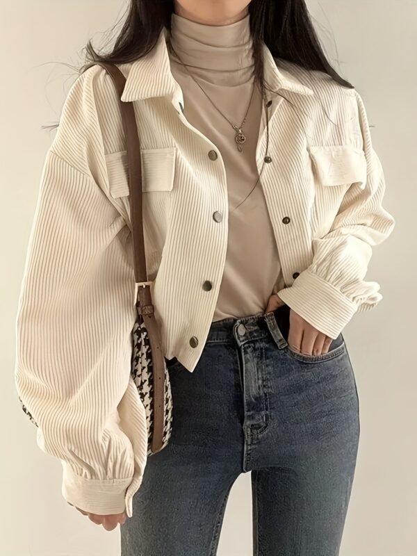 Women's Retro Corduroy Drawstring Cropped Jacket