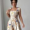 Printed Bow Waist Holiday Romper Shorts