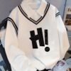 American Retro College Style Color-Block Fake Two-Piece Polo Collar Long Sleeve Top for Women