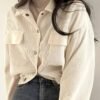 Women's Retro Corduroy Drawstring Cropped Jacket