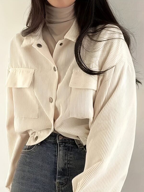 Women's Retro Corduroy Drawstring Cropped Jacket